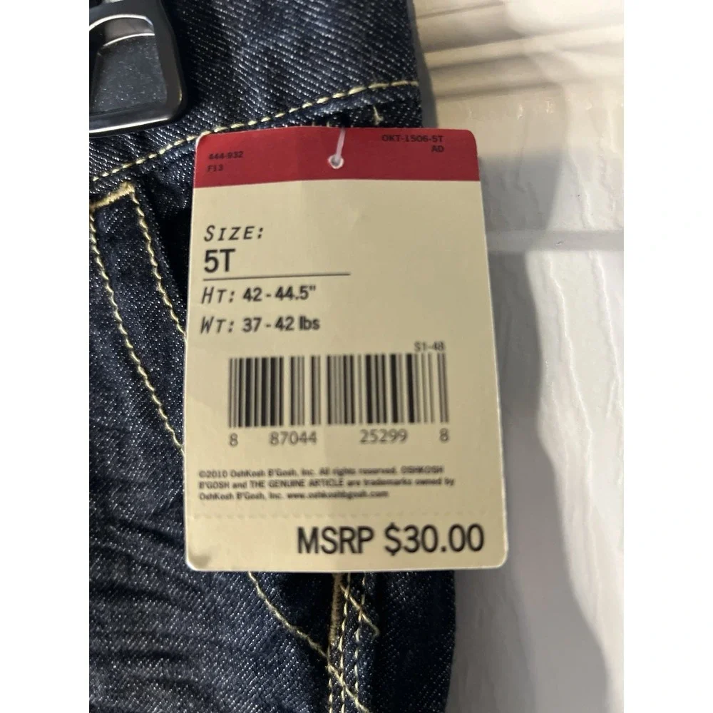OshKosh B'gosh Carpenter Jeans Kids 5T Dark Blue NEW E-Z Adjust Waist Utility
